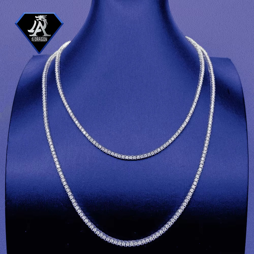 Elegant 3mm Moissanite Tennis Chain VVS Clarity Gold Plated 925 Silver Hypoallergenic Luxury Gift Moissanite Tennis Chain