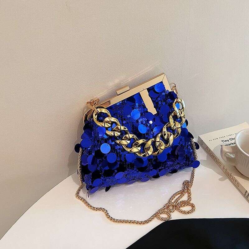 Women's Bags Small For Women New Versatile Crossbody Sequin Chain Fashion Clip Hand Evening Bag Handbag
