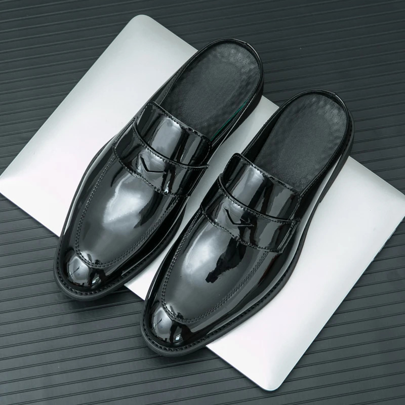 High Quality Mens Red Black Green Sandals Half Sequin Shoes For Men Mules Casual Shoes Penny Loafter Loafers Slippers 250306