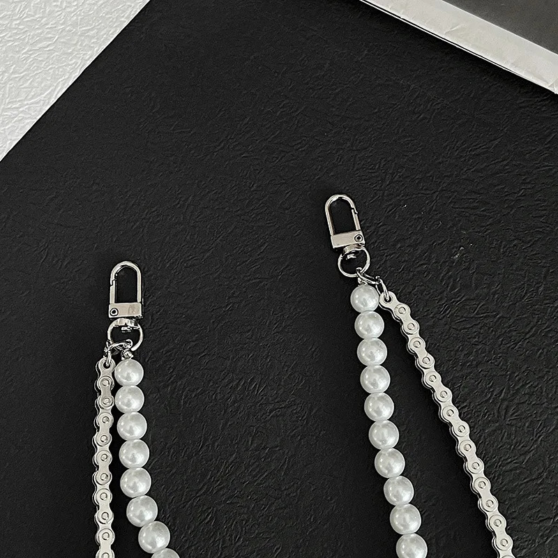 punk style pearl double-layer mens and womens hip-hop fashion metal pants waist chain accessories 250306