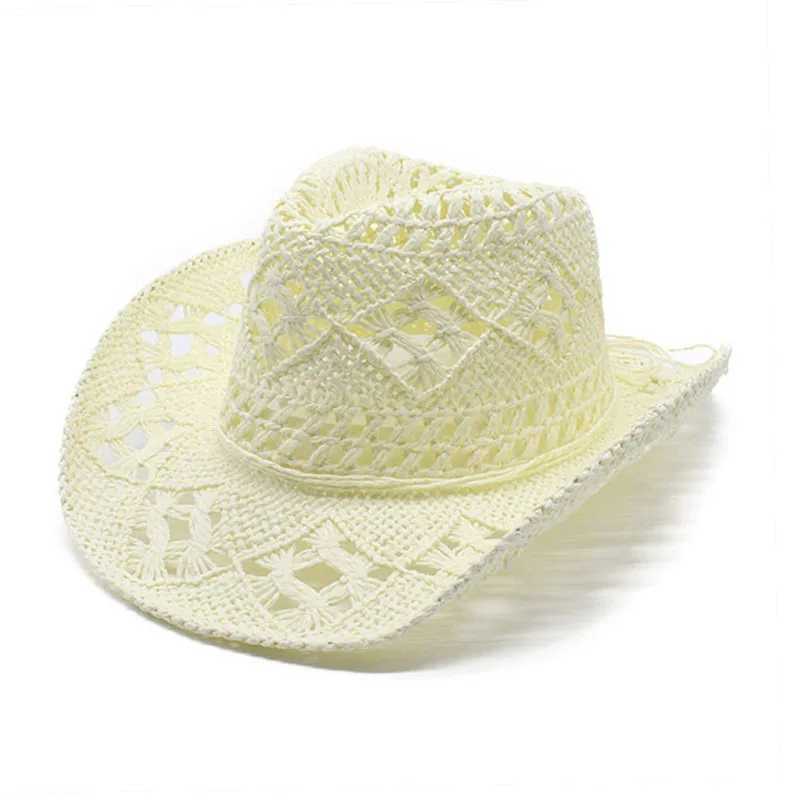 Straw Hats Cowboy Woven Hand knitting Sun Hats Western Cowboy Hats Foldable Roll up Cap Travel Dresses Office gift Men Women W250307