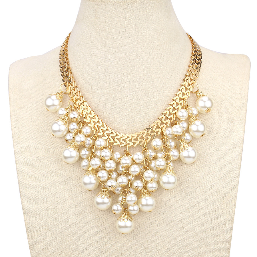 Multi-layer tassel pearl necklace female gorgeous exaggerated dinner party jewelry Europe and the United States fashion with jewelry
