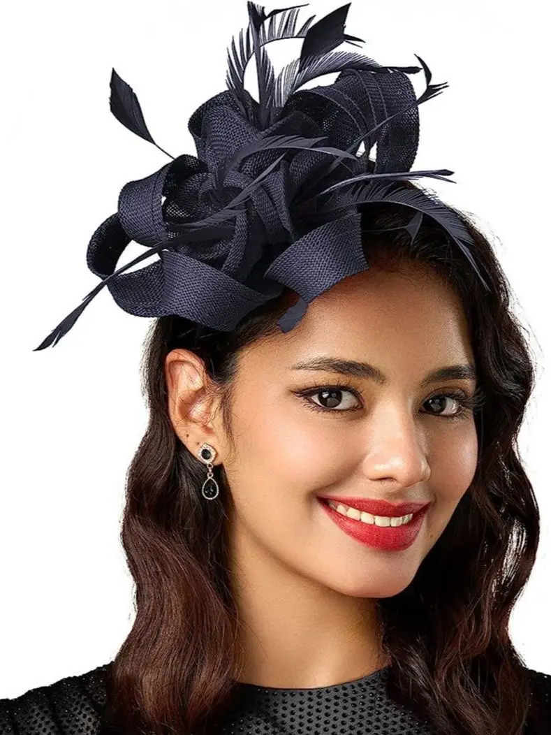 Tea Party Fascinators Kentucky Headband Derby Hat Wedding Cocktail Flower Feathers Ribbon Fascinator Hats for Women 250306