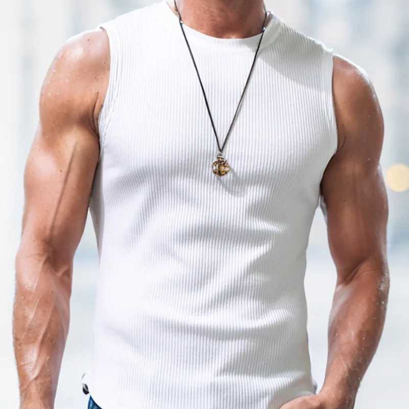 Men Muscle Tank Tops Sleeveless Shirt Hight Elasticity Thread for Men Workout Casual Gym Top TeeT250318