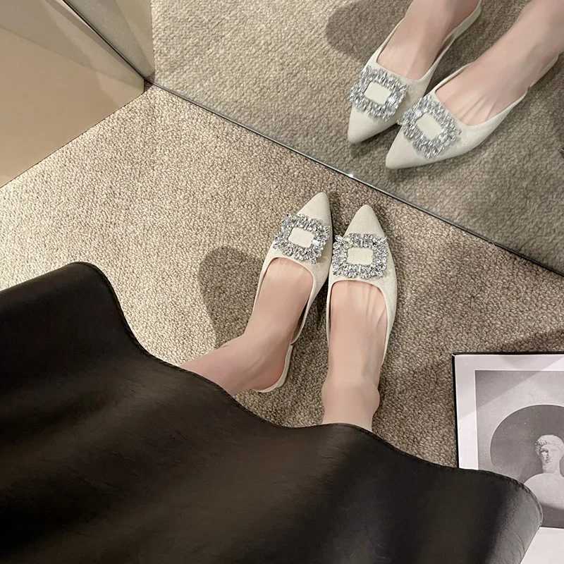 Summer Pointed Toe Wen Mes Slippers Fi Light Crystal Decorative Slides Womens Casual Outdoor Low Heel Sandals Y250307