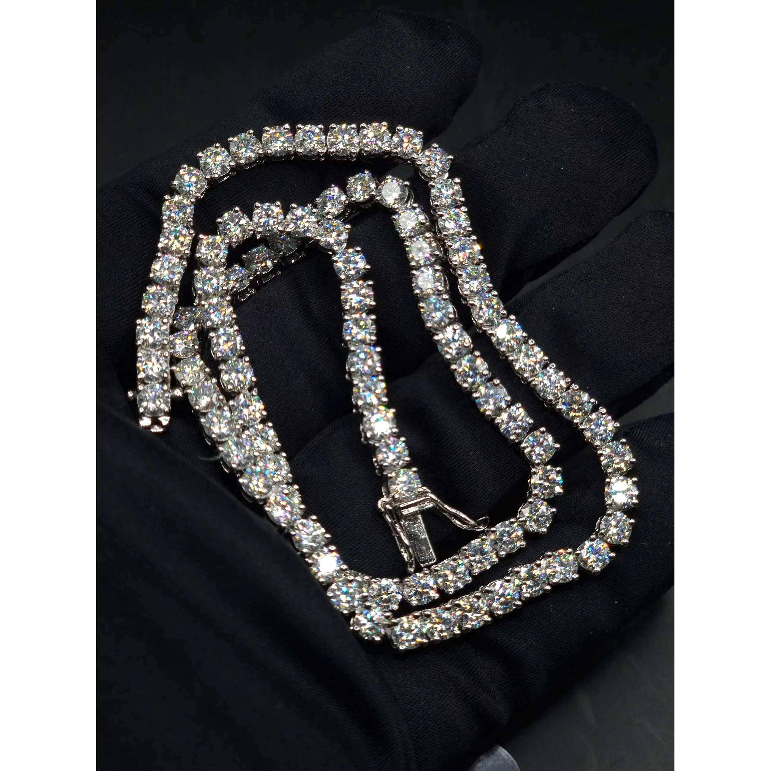 Moissanite Diamond Tennis Chain 4.0mm D Color VVS1 Moissanite Pass Diamond Tester Tennis Necklace for Women 925 Sterling Si