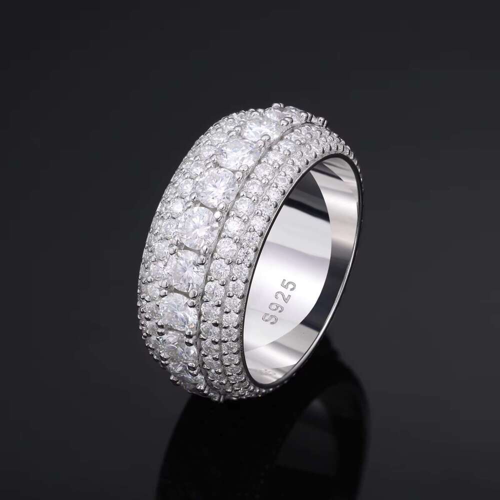 Hip Hop Jewelry Wedding Engagement Gift Sterg Sier Paved VVS Moissanite Iced Out 5 Layer Dia Band Ring for Men