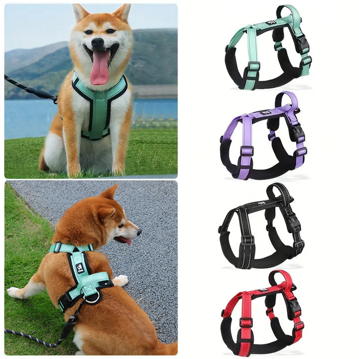 Adjustable Reflective Vest Style Chest Strap Anti Breakout Walking Pet Dog Harness for Small and Medium Sized Harness Dog