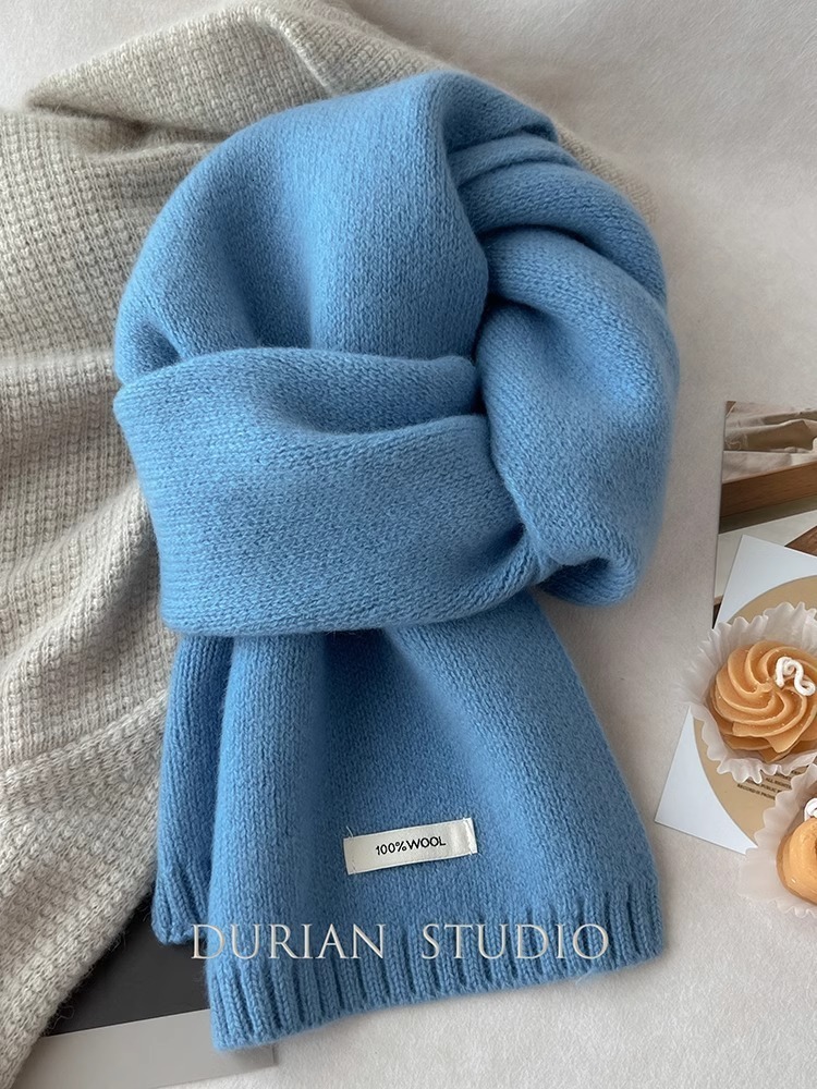 cashmere scarf new solid color versatile mens and womens winter warm knitted scarf241007
