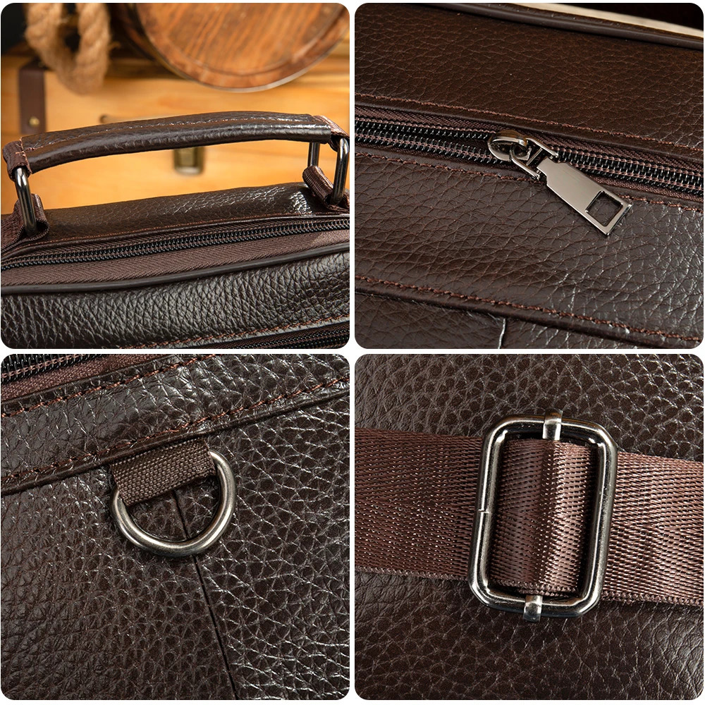 Black 100 genuine leather mens shoulder bag messenger cross body mini handbag Bolso 250227