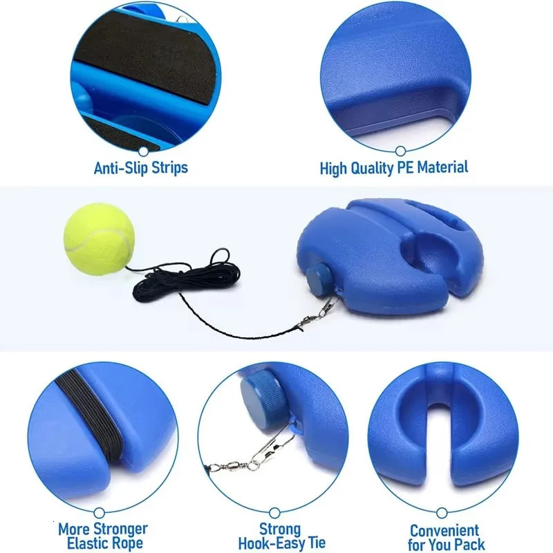 Heavy Duty Tennis Training Aids Base With Elastic Rope Ball Practice Self-Duty Rebound Tennis Trainer Partner Sparring Device 250306