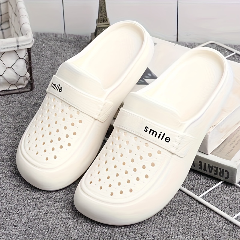 Baotou ladies black flat EVA non-slip outdoor wear summer half slipper croc shoes thick soles breathable everything