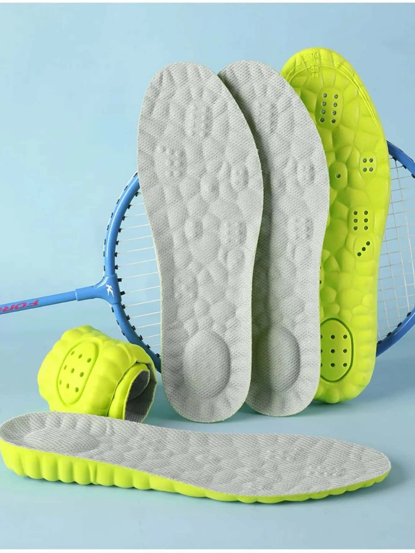 1 Pair Of Highly Flexible Latex Height Increasing Shock Absorbing Sports Insoles Breathable Long Time Standing 250306