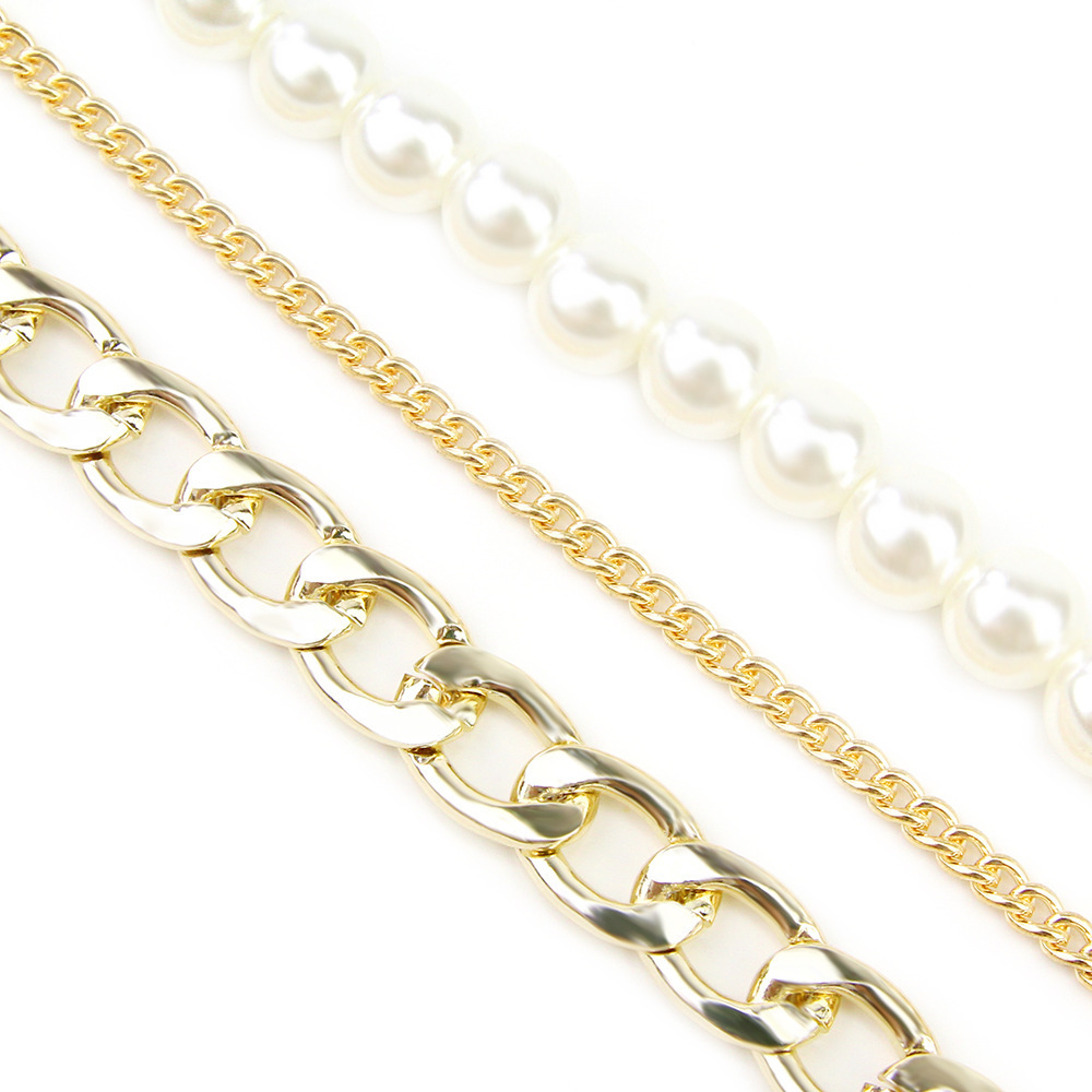 Multi-layer necklace elegant pearl necklace personality exaggerated necklace temperament popular alloy female jewelry in Europe and America