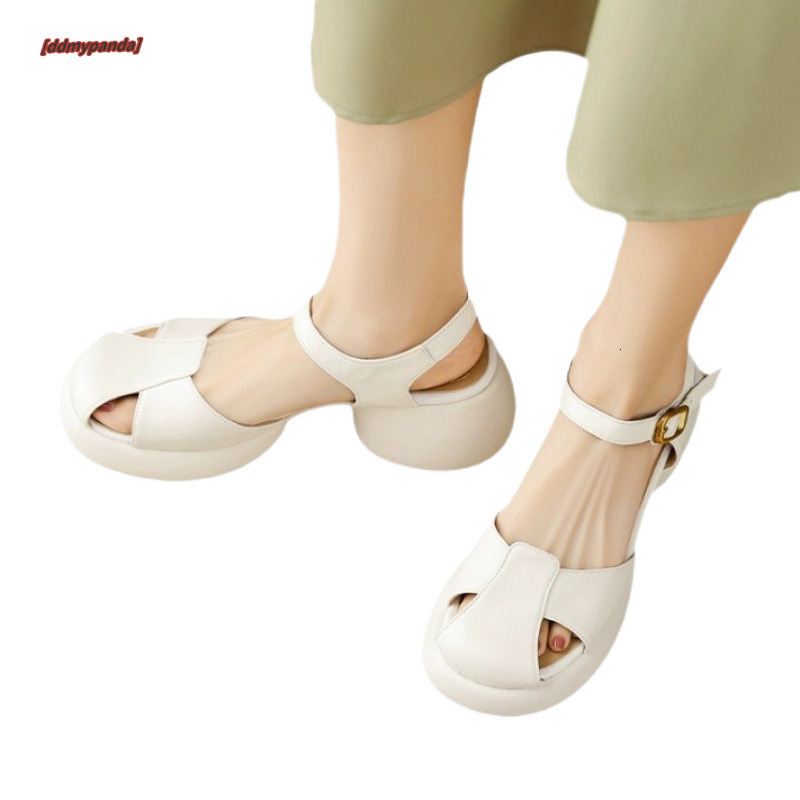 2024 new summer Roman high heels, pigpen shoes, women's poop feeling, thick sole hollow toe sandals, trendy #ddmypanda