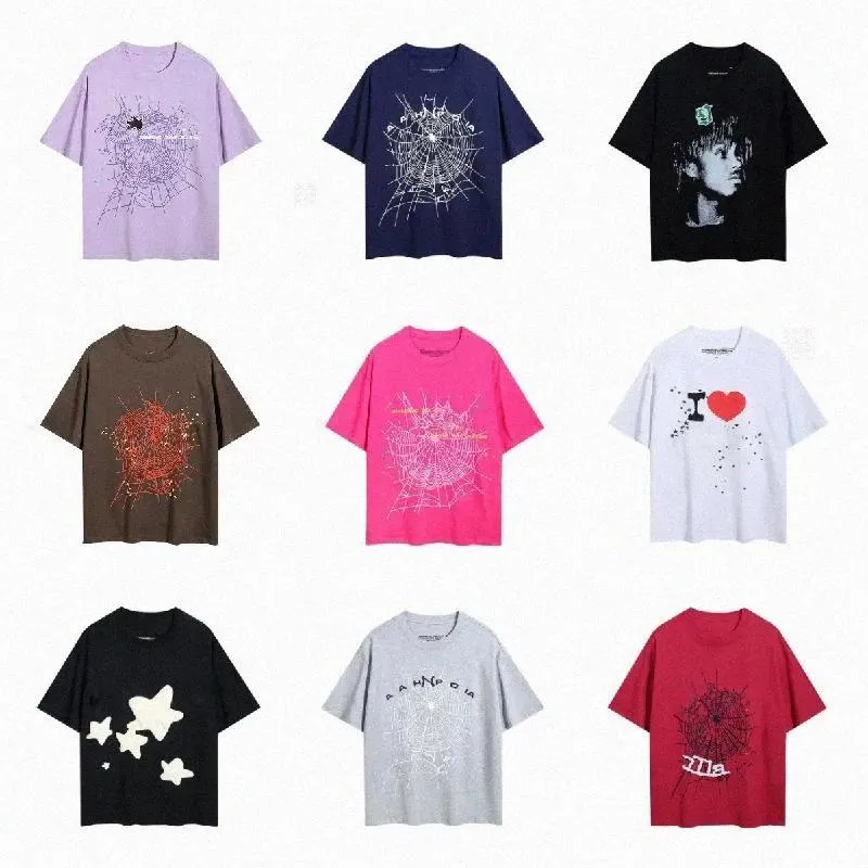 Designer t shirt Spider Tee Shirts for Men Cotton Crew Neck Short Sleeve Breathable Young Thug Black Loose Fitting Oversized Printed Casual Tshirt