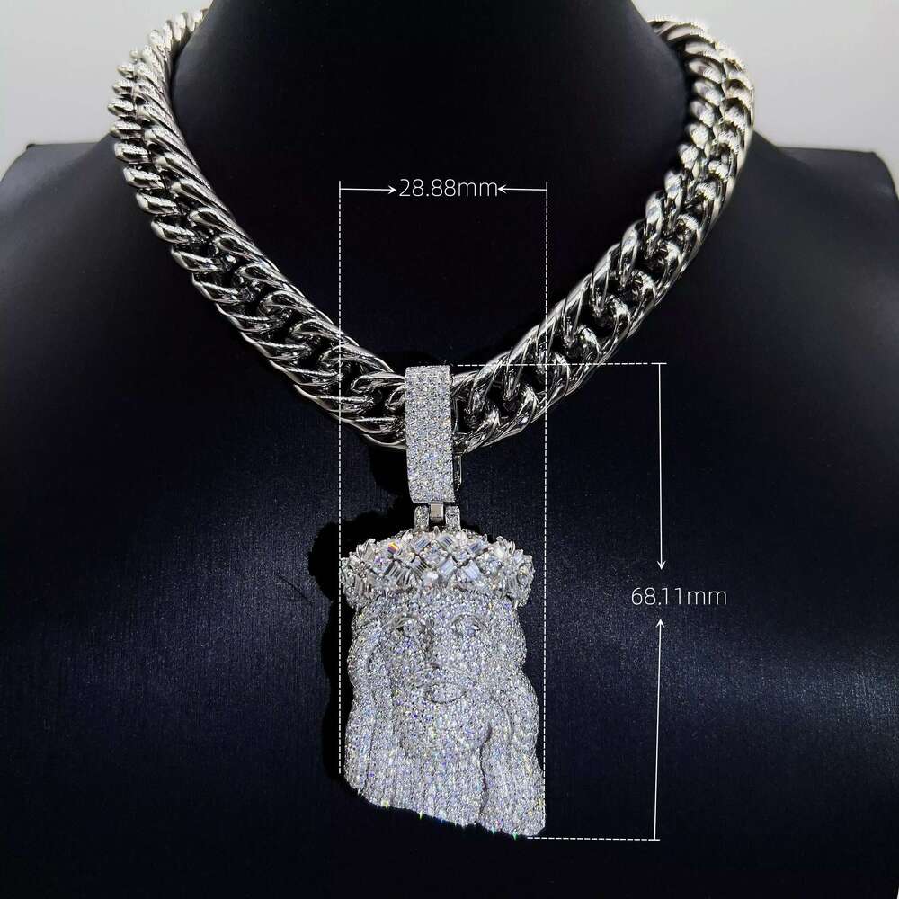 Custom White Gold Sterg Sier Vvs Moissanite Hip Hop Jesus Head Pendant For Men