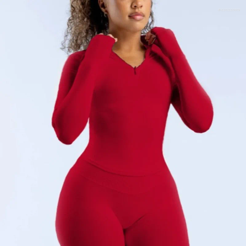 Active Shirts NCLAGEN Long Sleeve Impact Half Zippy Gym Top Jacket Yoga Clothes For Women Seamless Sports Fitness Workout Pilates