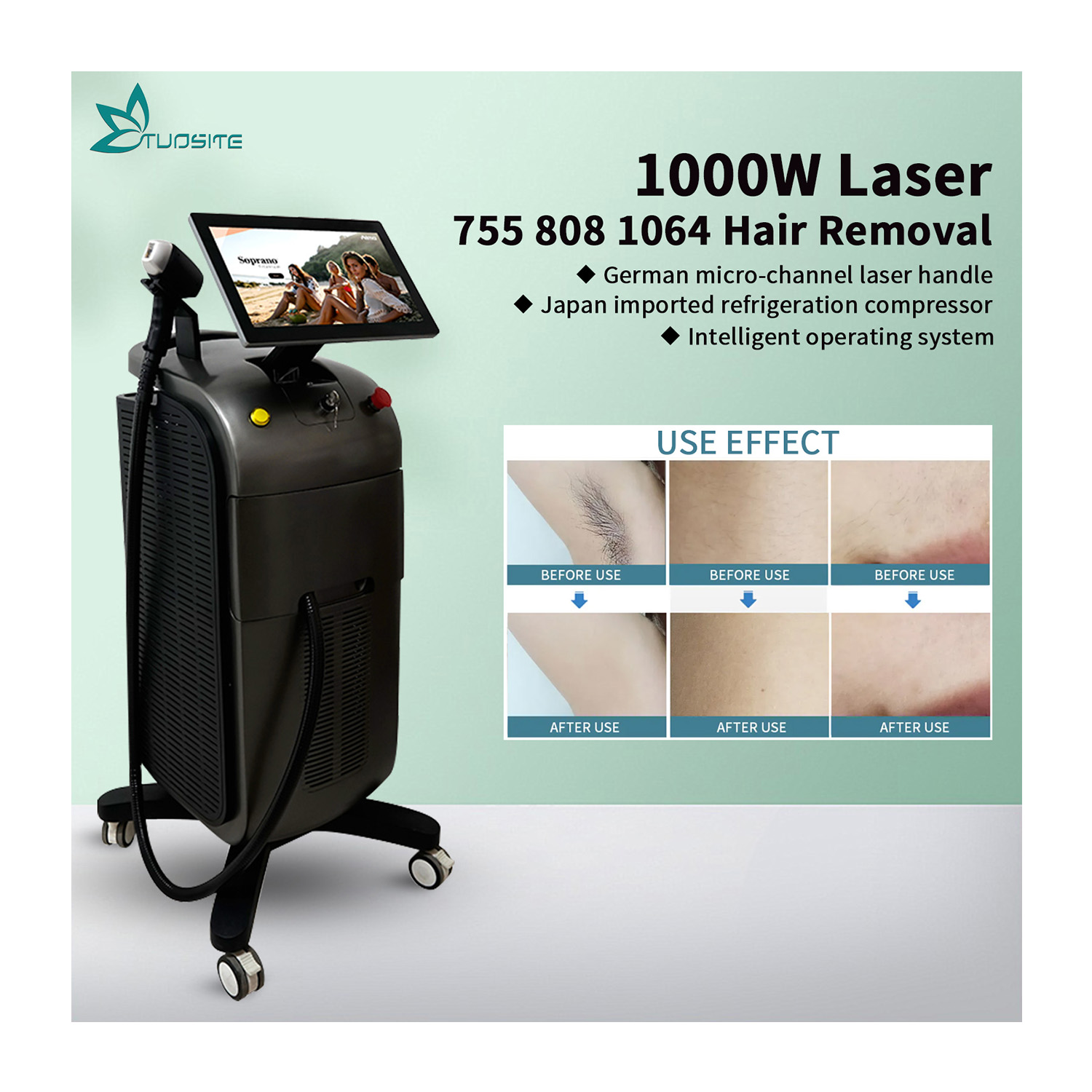 CE FDA Certified 3000W Diode Laser Hair Removal Machine/4-Wavelength 755 808 940 1064nm Ice Cooling