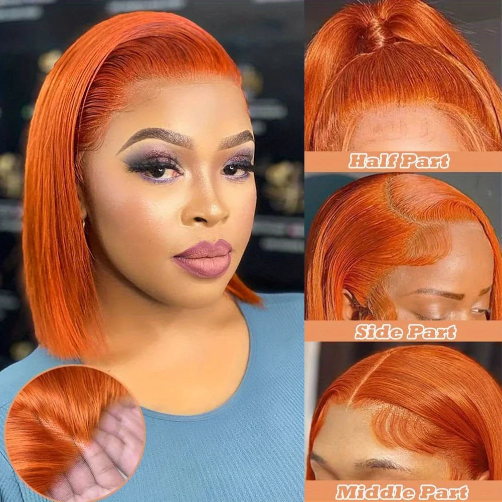 25ssBob Lace Front Brazilian Human Hair Wigs For Black Women Pre Plucked Short Natural 13x4 Synthetic Straight HD Full Frontal Closure Wig