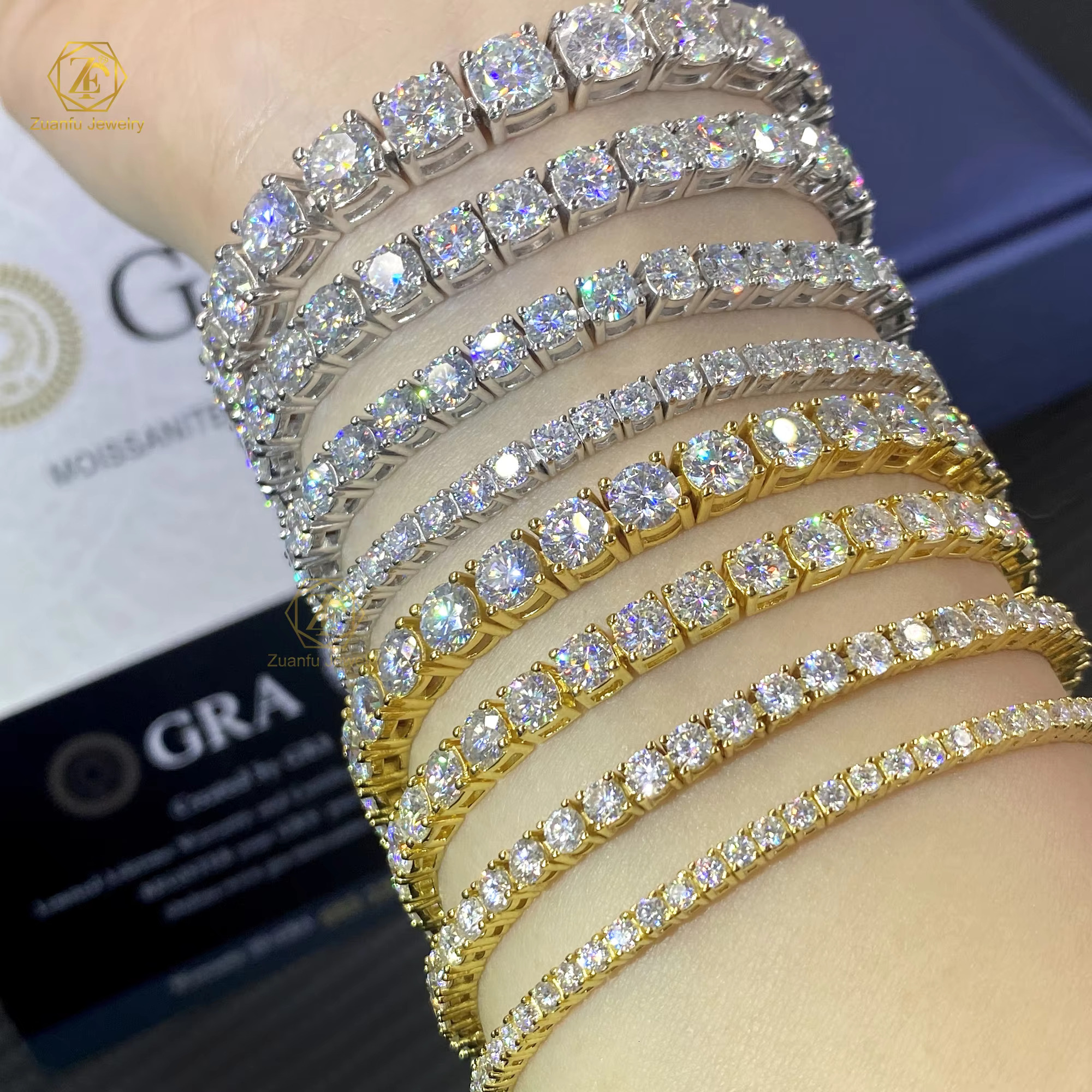 Wholesale 10k Gold Diamond Tennis Chain 2mm 3mm 4mm 5mm HPHT DEF Lab Grown Diamond Tennis Bracelet