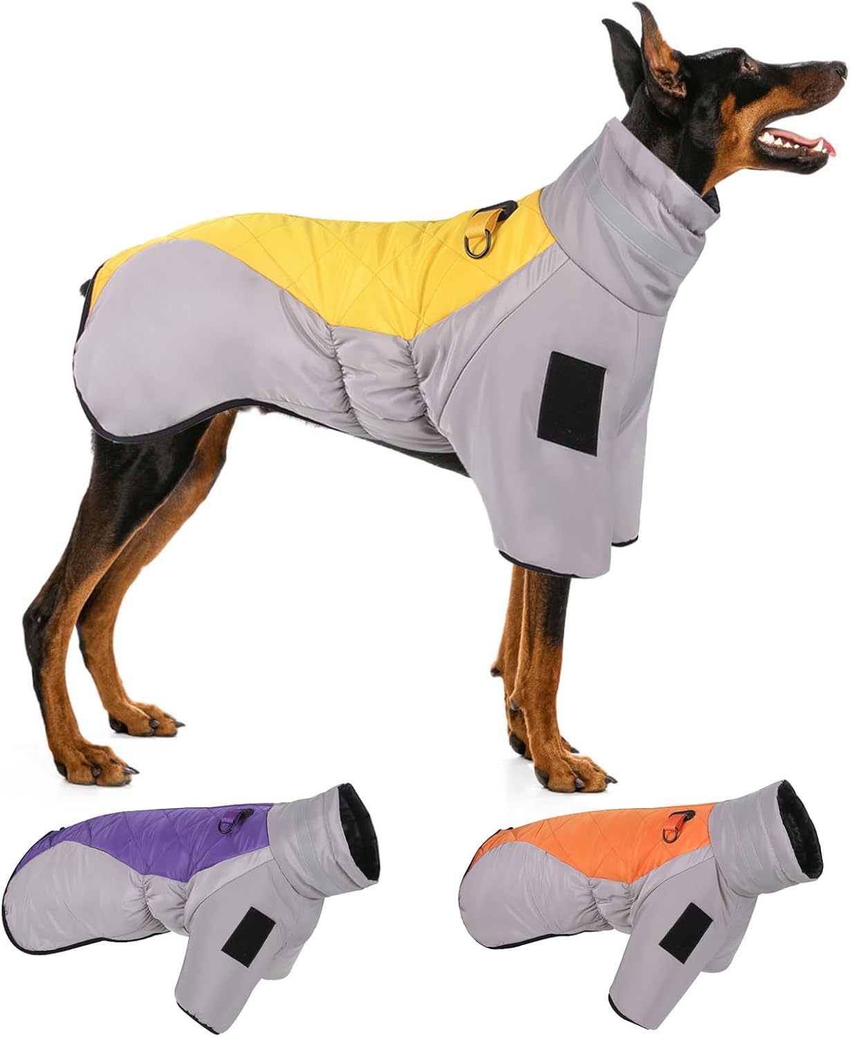 Winter Dog Coat with Fleece and Faux Fur - Reflective, Waterproof, Windproof Snowsuit for Medium and Large Dogs, Perfect for Cold Weather (Yellow)