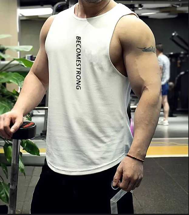 Mens Muscle Tank Tops Mash Fabric Quick Dry Sleeveless Shirts Cut Off Slim Fit Bodybuilding Gym Tees SingletT250318