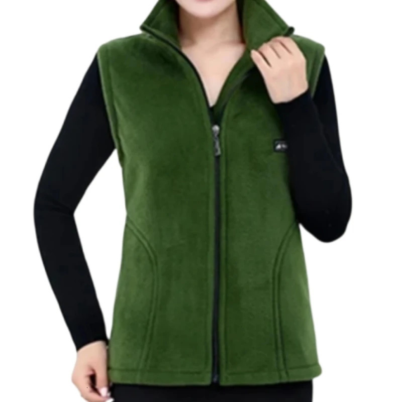 Polar Fleece Coat For Womens Vest Autumn Sleeveless Vests Women Jacket Fashion Zipper Casual Waistcoat Female 250227Z