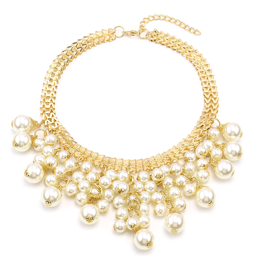 Multi-layer tassel pearl necklace female gorgeous exaggerated dinner party jewelry Europe and the United States fashion with jewelry
