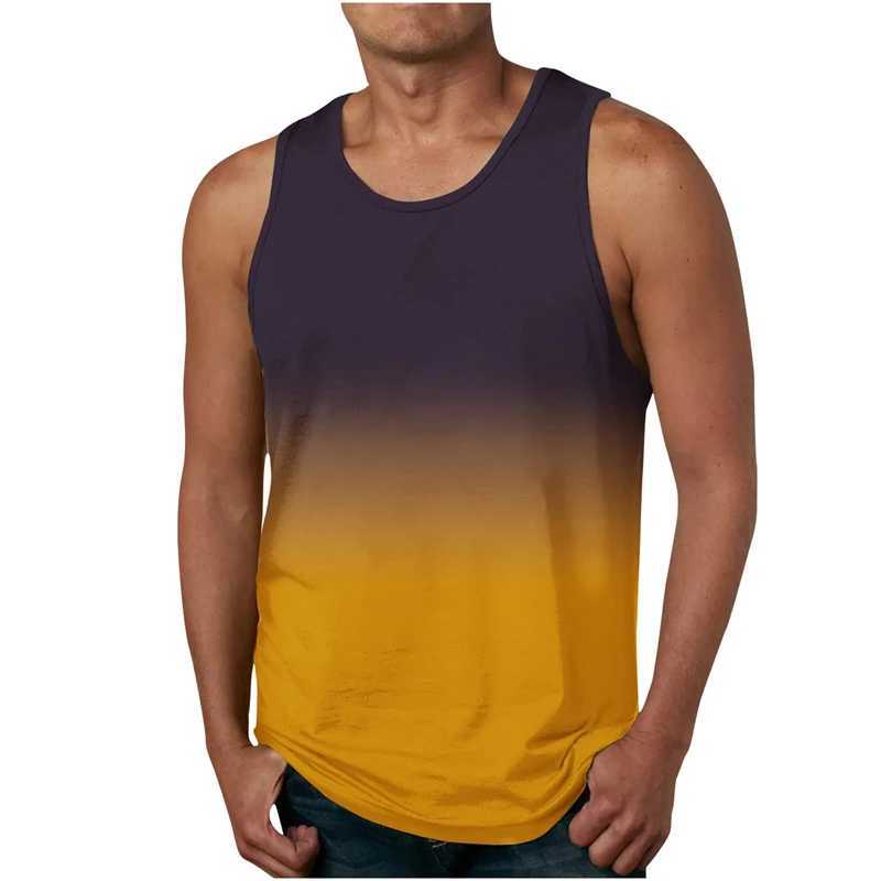 Simple Gradual Change 3D Printed Tank Top For Men Clothes Casual Ombre Graphic Male Vest Gradient Kids Waistcoat Vacation TopsT250318