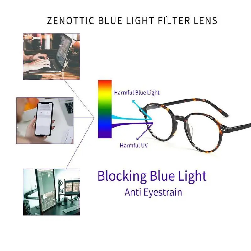 ZENOTTICXS Size Retro Acetate Anti Blue Light Blocking Glasses Round Optical Frame Eyewear Fashio Computer Eyeglasses Unisex 250303