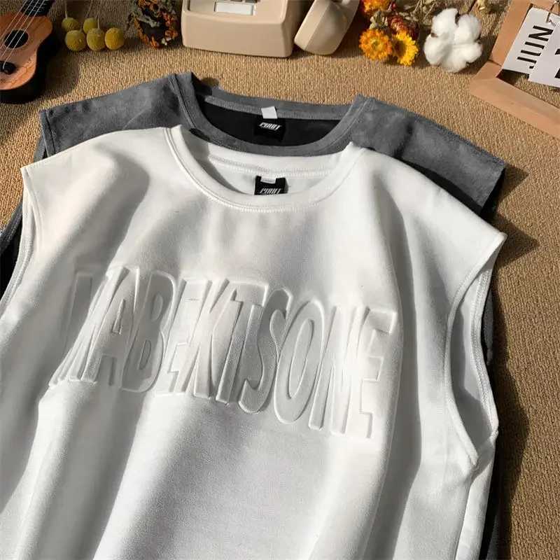 2024 Heavy suede vest men summer high end feeling ins ruffian handsome casual loose sports sleeveless T-shirt mens clothingT250318