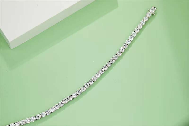 Fine Top Selg Moissanite Jewelry Sier S Sterg White 14k Gold Plated Dia Tennis Chain Necklace