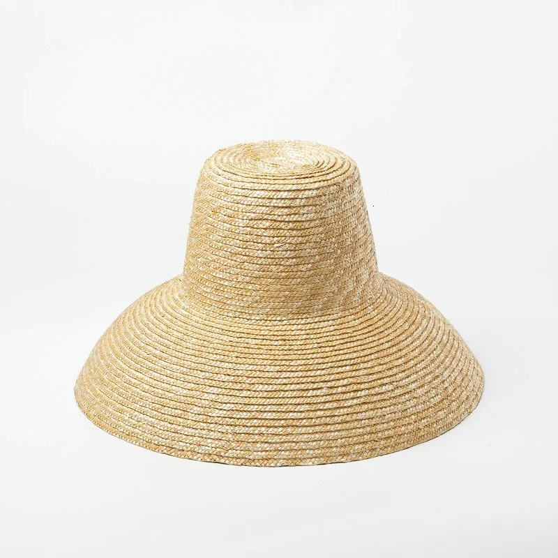 Lamp Shape Sun Hat for Women Big Wide Brim Summer Beach Hat Ladies High Top Straw Hat UV Protection Derby Travel Hat250305