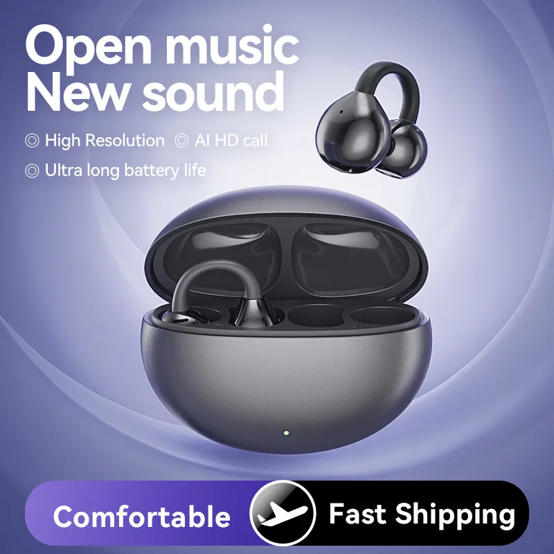 M91 TWS Bluetooth 5.4 Wireless Ear Clip ENC Earbuds Open Ear HiFi Stereo Headphones Touch Control Noise Reduction Earphones HD Call Headet With Mic Fo