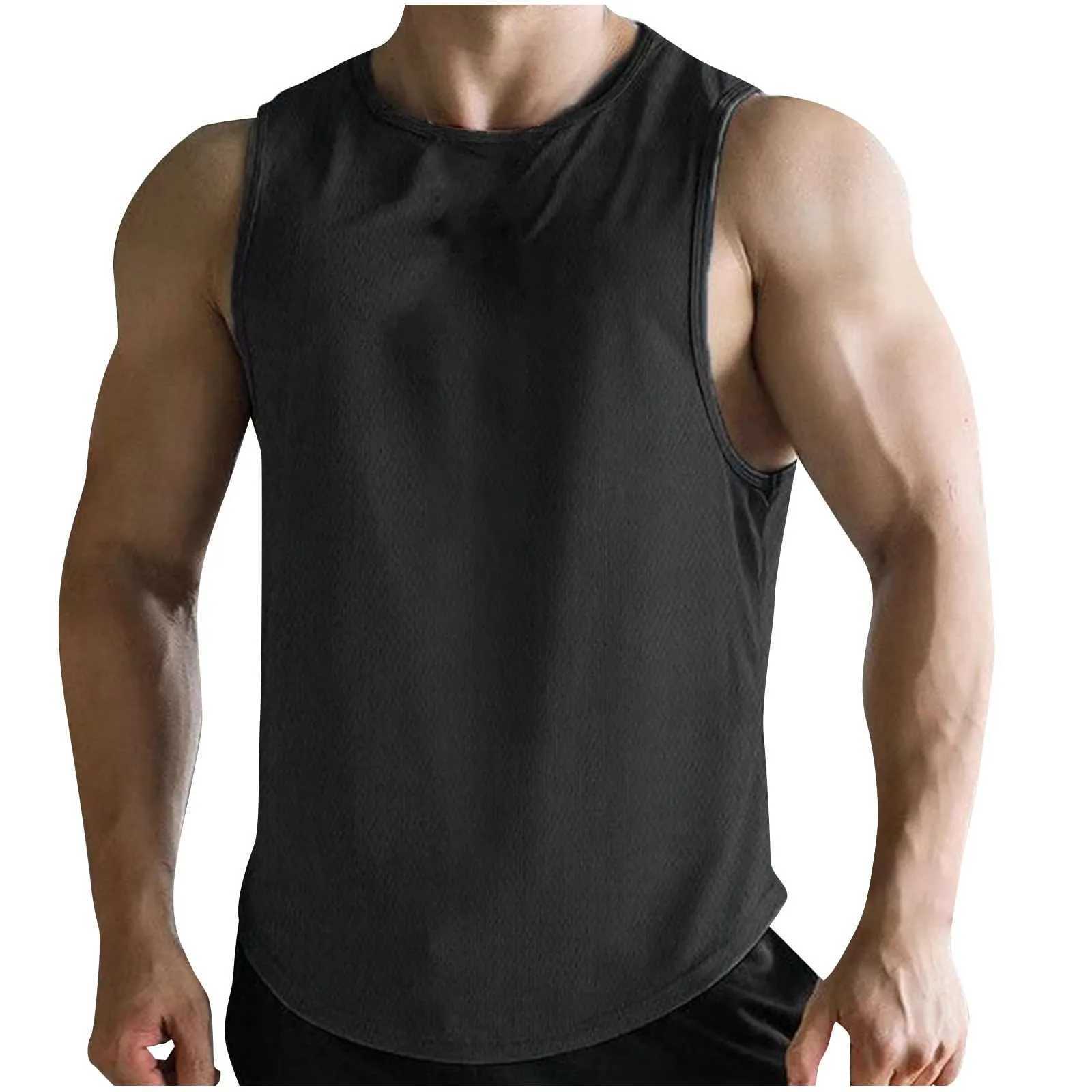 Summer Mens Sports Training Vest Fitness Basketball Sleeveless Shirt Exercise Mesh Quick Dry Running Gym Fitness Men Tank TopT250318