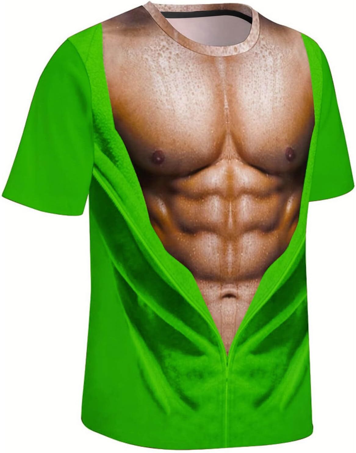 Mens T shirt Mens Funny T Shirts Summer Casual Short Sleeve Crewneck 3D Fake Abs Print Tees Muscle Tshirts Novelty Ugly tee Casual tops summer clothes