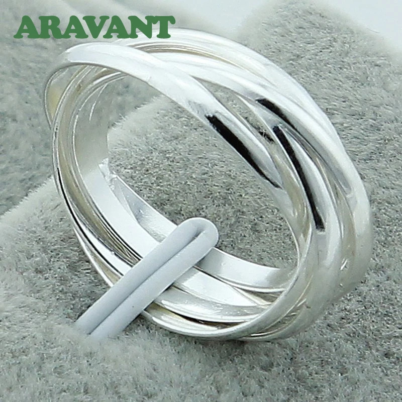 Aravant 925 Silver 10 Round Three Ring Bracelet Set Suitable for Men Women Fashion Jewelry 250303