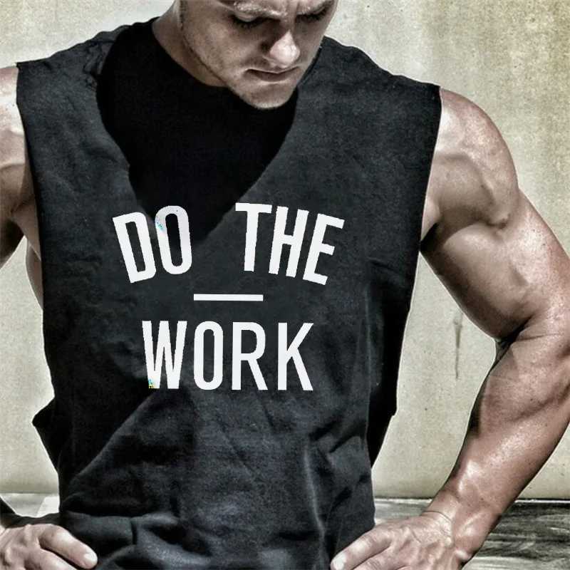 New Brand mens sleeveless shirts Do The Work Summer Cotton Men Tank Tops gyms Clothing Bodybuilding shirt Fitness topsT250318