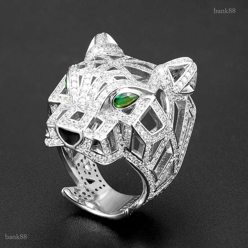 Solitaire Ring Zlxgirl Jewelry Rhodium Silver Plated Color Leopard Animal Finger Rings For Men Party Gifts Cubic Zircon Copper Rings 23
