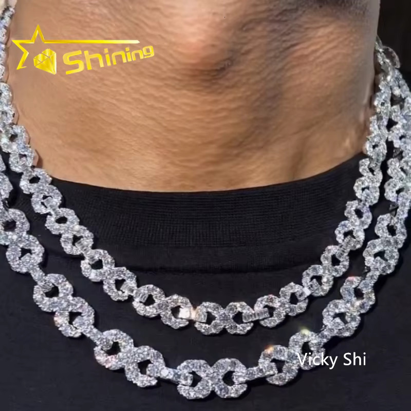 Hip Hop Jewelry 925 Silver Iced Out Infinity Necklace Pass Diamond Tester 16MM VVS Moissanite Diamond Cuban Link Chain