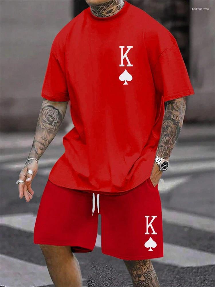 Men's Tracksuits 2025 Summer Short Sleeved Shorts Set Fashion King Printed T-shirt 2 Sets Casual Round Neck Jumping Breathable S