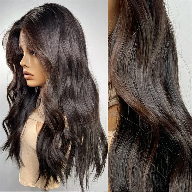 Loose Deep Wave Full Lace Wigs for Women Human Hair 360 Lace Frontal Wig Brown LowLights Glueless Pre Plucked invisible hd transparent lace - view 5