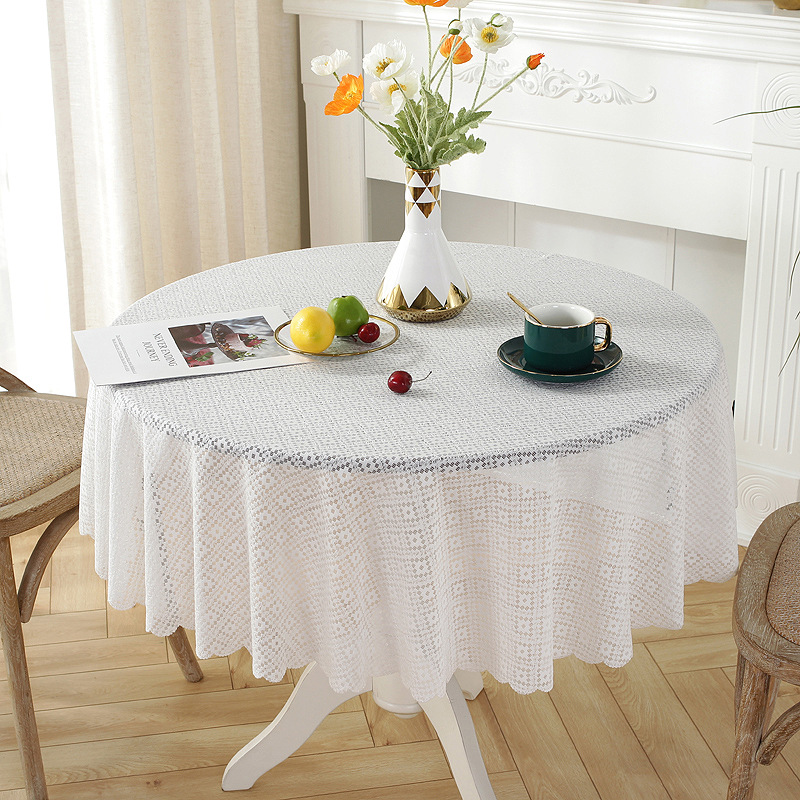 Lace Tablecloth Dinning Table Round Retro White Cover