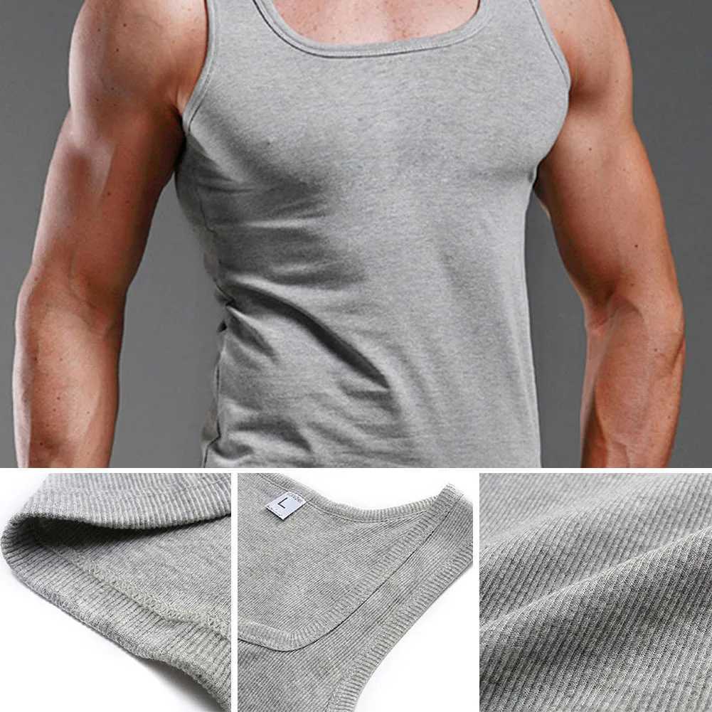 Hot Solid Color T Shirt For Men Summer Cotton Oversized T-shirt Mens Tank Top Sleeveless Shirts Basketball Fitness Gym Men VestT250318