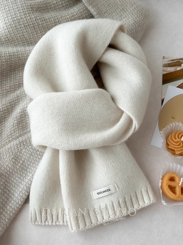 cashmere scarf new solid color versatile mens and womens winter warm knitted scarf241007
