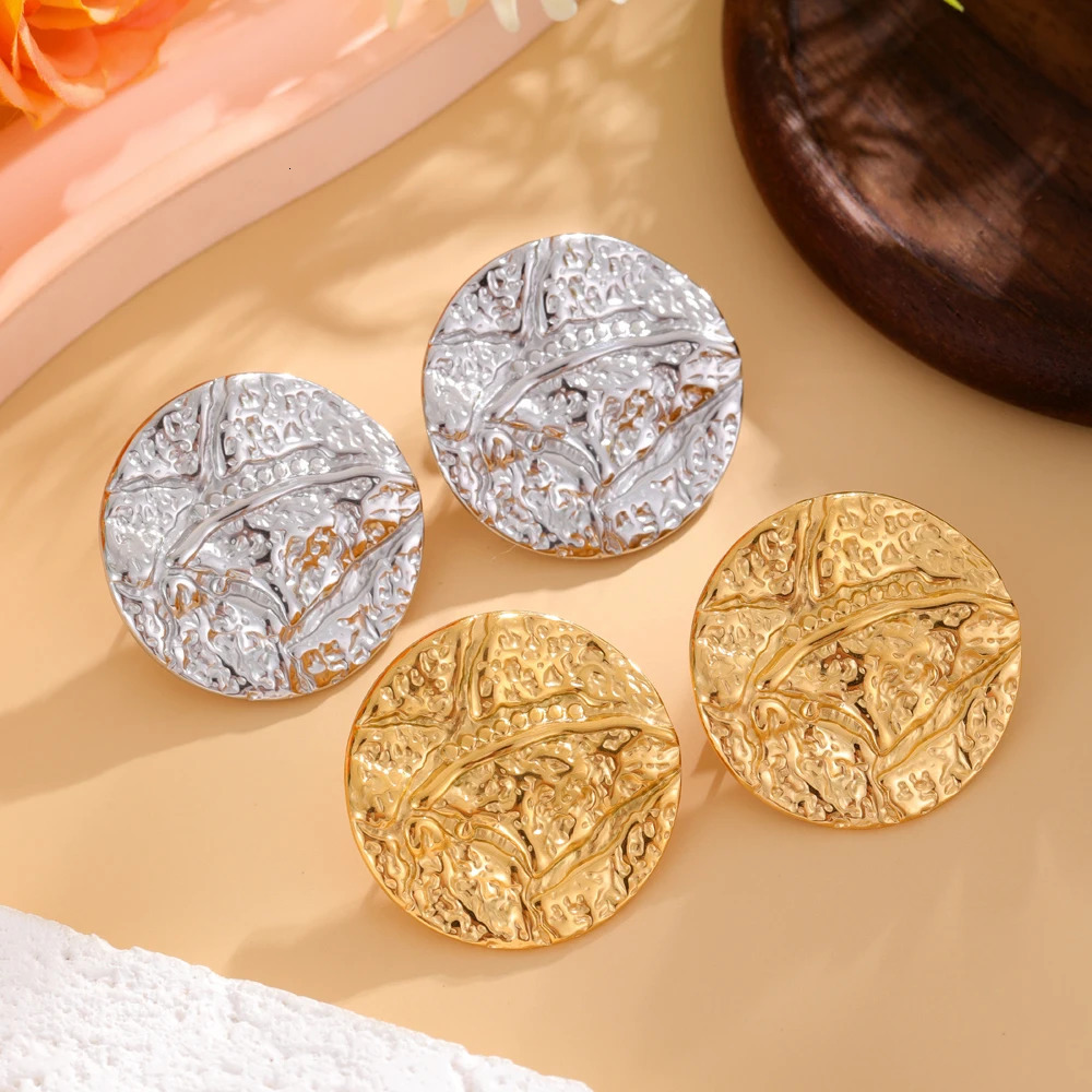 large disc womens fashion thick section waterproof earrings trend high-grade stainless steel jewelry party gifts 250303