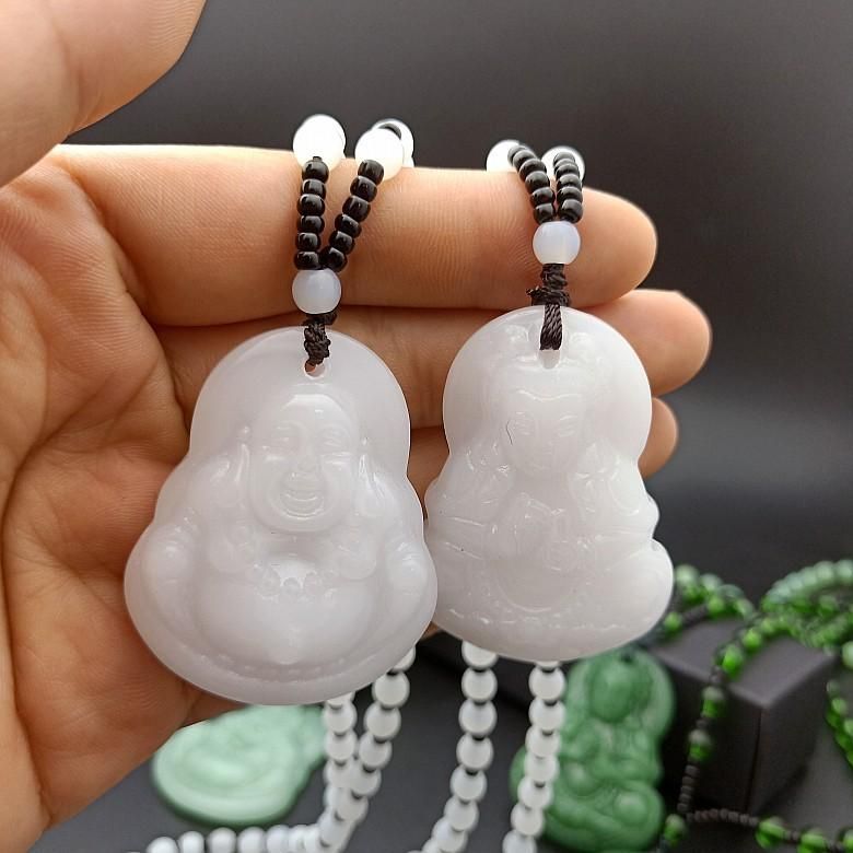 Pendant Necklaces Natural Stone Maitreya Buddha Necklace For Women Men Chinese Carved Amulet Choker Jewelry Drop Delivery Ot9Mc