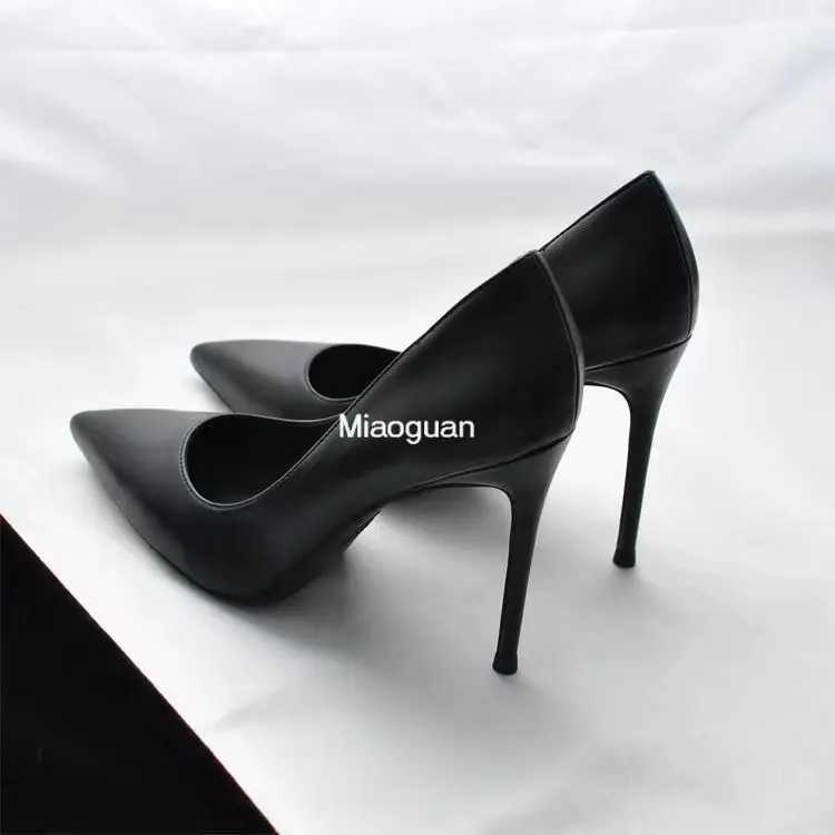 New Soft Leather Black Professional High Heel Female Stiletto All-match Flight Attendant Work Shoe Elegant Spring Autumn Classic Z250307