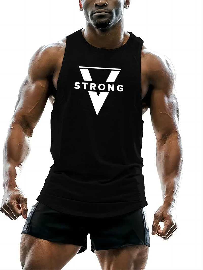 Simple Geometric Triangle Pattern Mens Tank Tops Fashion Gym T-shirt Man Summer Comfortable Breathable Sports Tees Fitness VestT250318